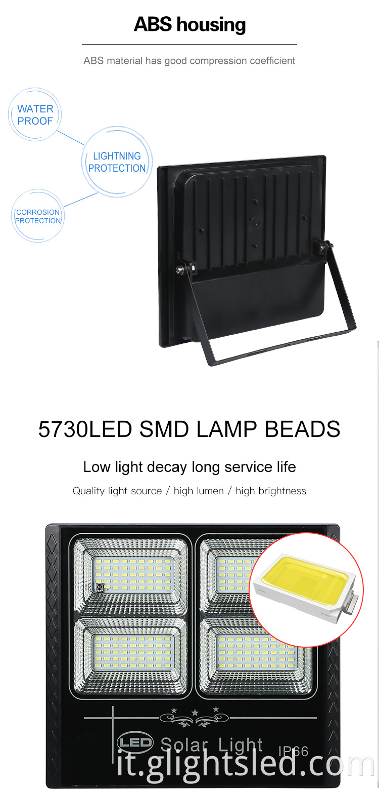 Outdoor Stadium telecomando ABS SMD impermeabile ip66 50w 200w 300w led lampada di inondazione solare